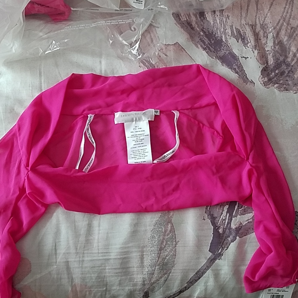 David's Bridal size 2 begonia chiffon shrug